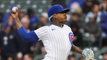 Chicago Cubs starting pitcher Marcus Stroman (0) throws.