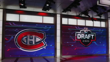 SECAUCUS, NEW JERSEY - JULY 23: With the 31st pick in the 2021 NHL Entry Draft, the Montreal Canadiens select Logan Mailloux during the first round of the 2021 NHL Entry Draft at the NHL Network studios on July 23, 2021 in Secaucus, New Jersey. (Photo by Bruce Bennett/Getty Images)