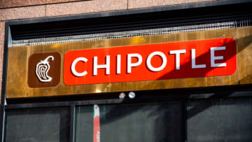 NEW YORK CITY, UNITED STATES - 2020/02/20: American fast casual restaurants chain, Chipotle Mexican Grill logo seen in Midtown Manhattan. (Photo Illustration by Alex Tai/SOPA Images/LightRocket via Getty Images)